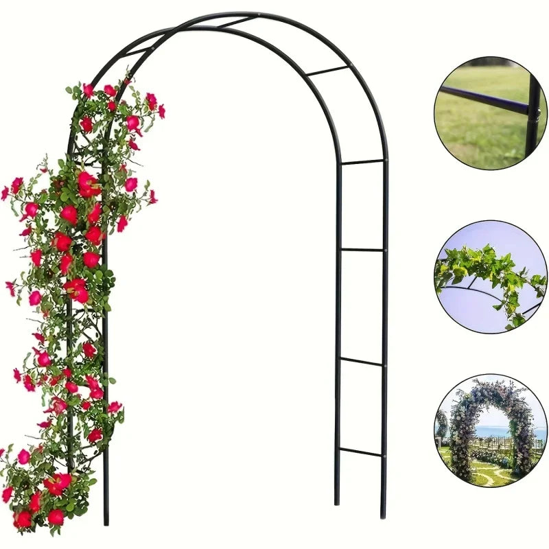 Metal Garden Arch 100" – Heavy Duty Gothic Steel Arbor for Climbing Plants